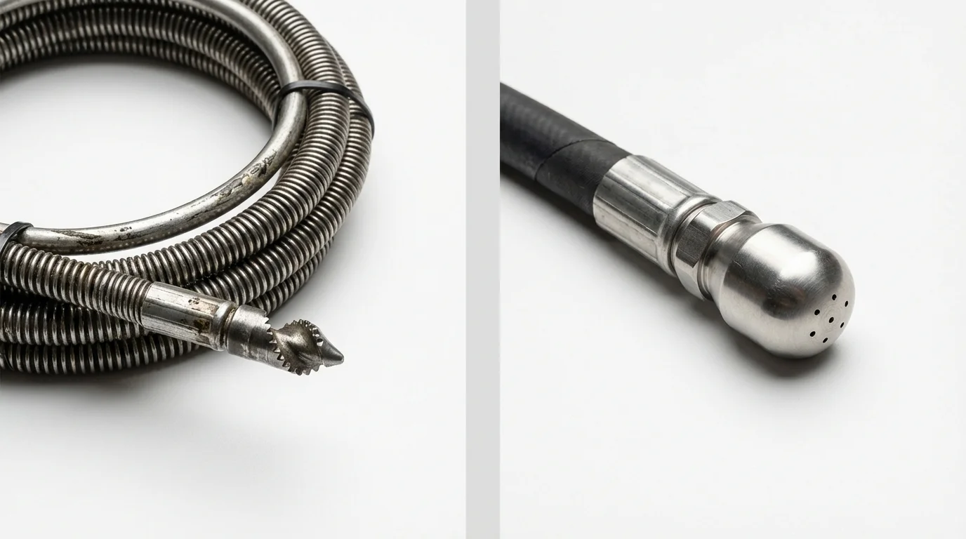 Drain snake cable and hydro jetting nozzle used for drain cleaning in Belen, NM