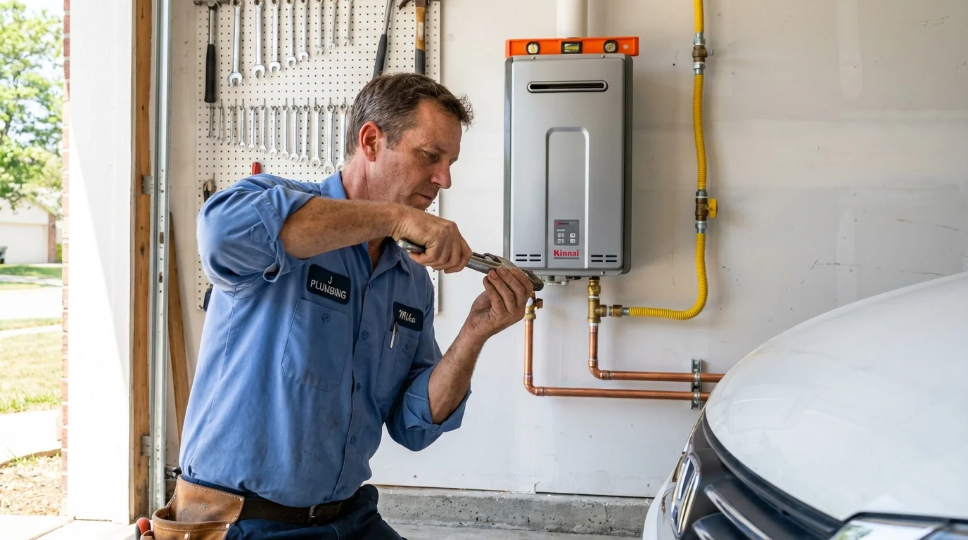 Tankless water heater installation by a Johns Plumbing LLC plumber in Belen